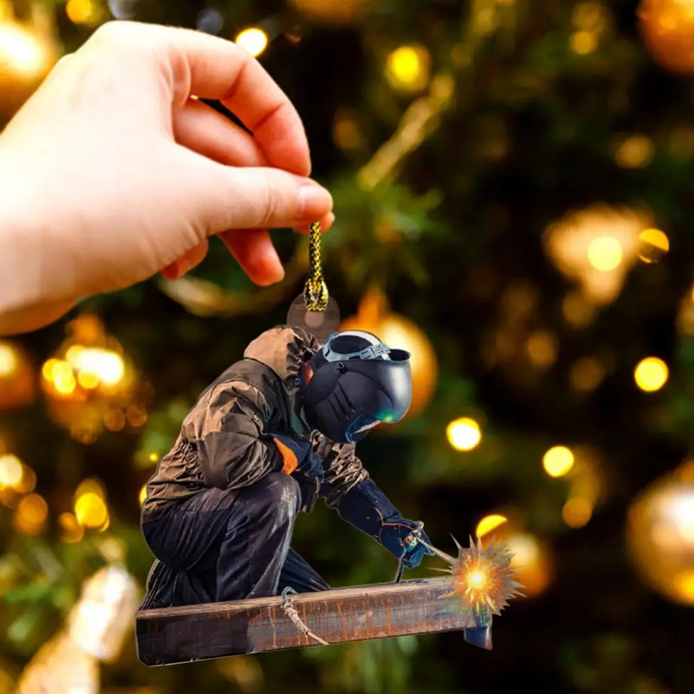 Welder Running Car Christmas Hanging Ornament Room Decor DIY Christmas Tree Decor Key Chain Backpack Souvenir