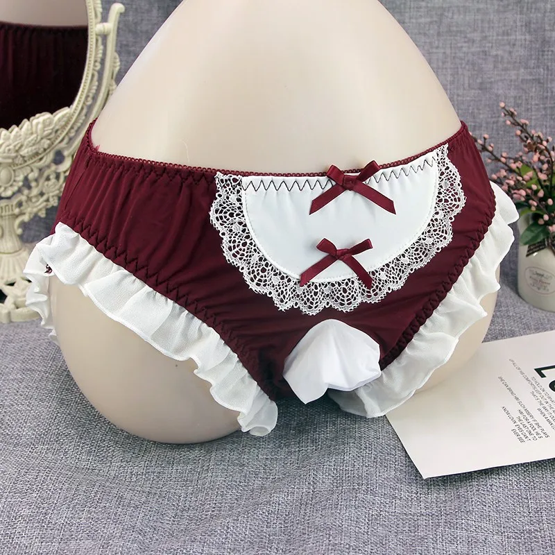 New Men Lace Panties Briefs Ruffled Gay Sissy Sexy Lingerie Low Waist Jockstrap Underwear Ropa Interior Sexi Para Hombre