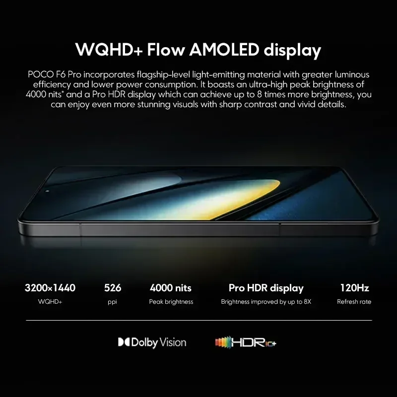 POCO F6 Pro Global Version Smartphone Snapdragon 8 Gen 2 WQHD+ 6.67” 120Hz Flow AMOLED display 5000mAh battery120W HyperCharge 5