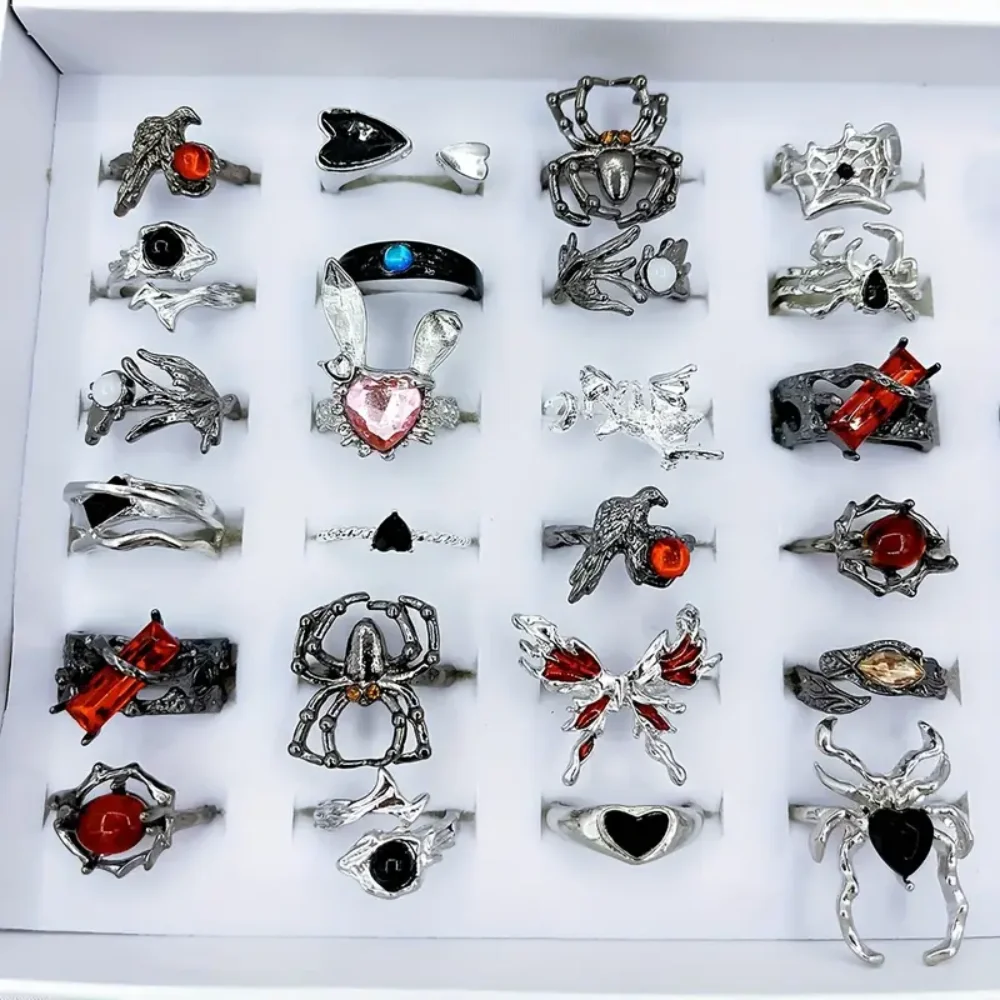 10/20Pieces Retro Gothic Spider Butterfly Halloween Ring Set For Women Men Mix Style Vintage Jewelry Party Gifts 2