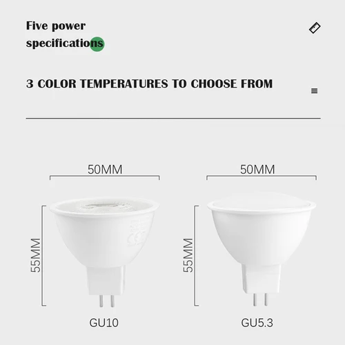 가정용 LED 스포트라이트 전구, GU5.3 AC DC 12V, MR16 저압, 3W 5W 6W 7W 조명, 120 도 38 도, 주방 학습, 4-20 개 3
