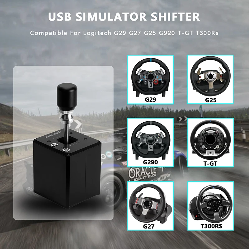 USB-Simulator-Schalthebel, 7 + R-Rennspiele H-Schalthebel,  Carbonfaser-Griff M8-Gewinde-Rennschalthebel, für G29 G27 G25 G920 T300RS  GT-Lenkrad, für