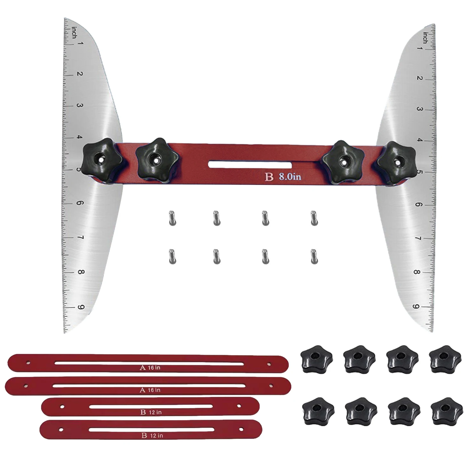 Groword Stair Tread Template Tool Jig - Dual Nut Locking, Aluminum Alloy, Adjustable For Measuring Stairs & Floors