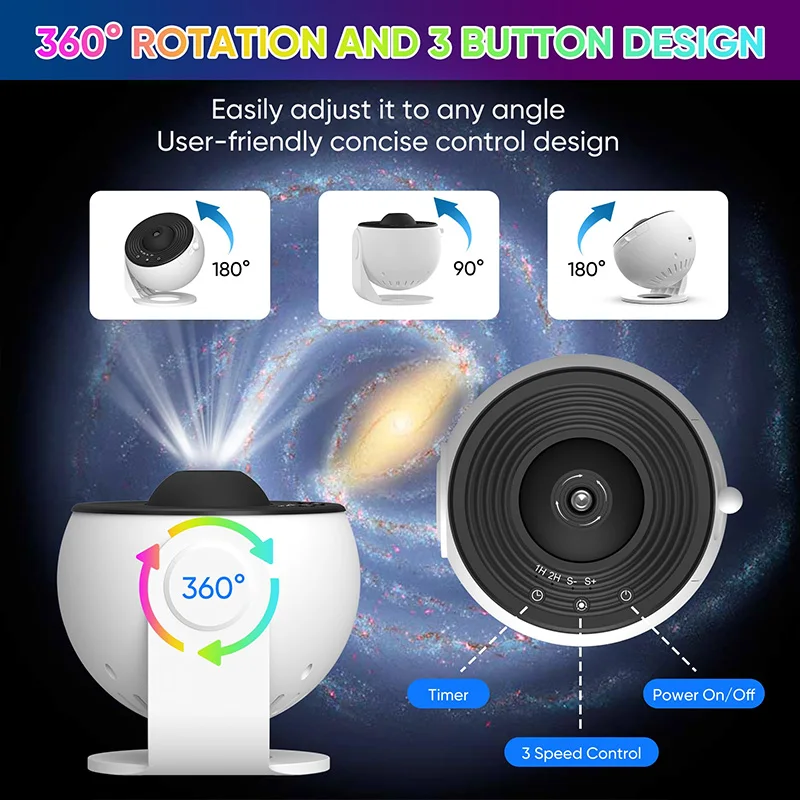 Star Projector Night Light Galaxy for Bedroom Room Decor Children Kids Gift 13 In 1 Display Effect 360&deg; Rotate