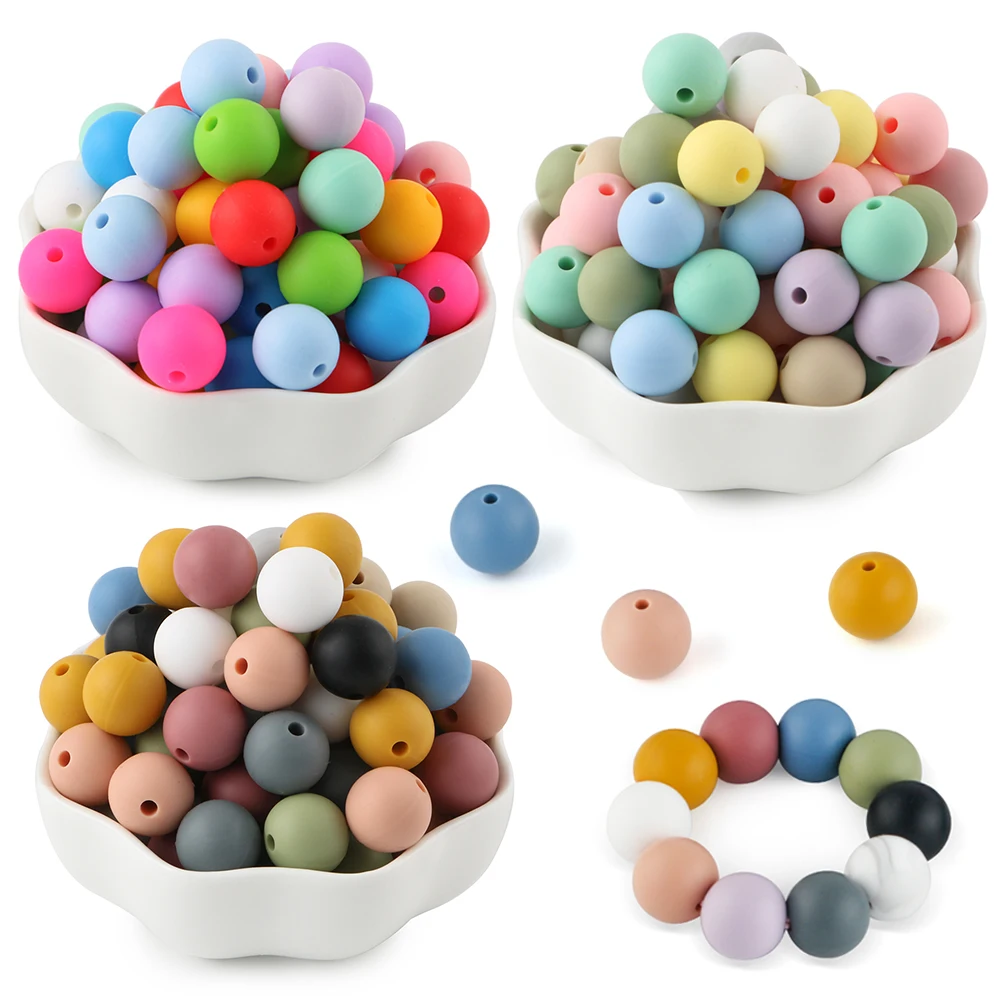 

40Pcs 9/12/15mm Round Silicone Beads Bulk Silicone Spacer Bead For Making Bracelets DIY Bracelets Necklaces Jewelry Accessories