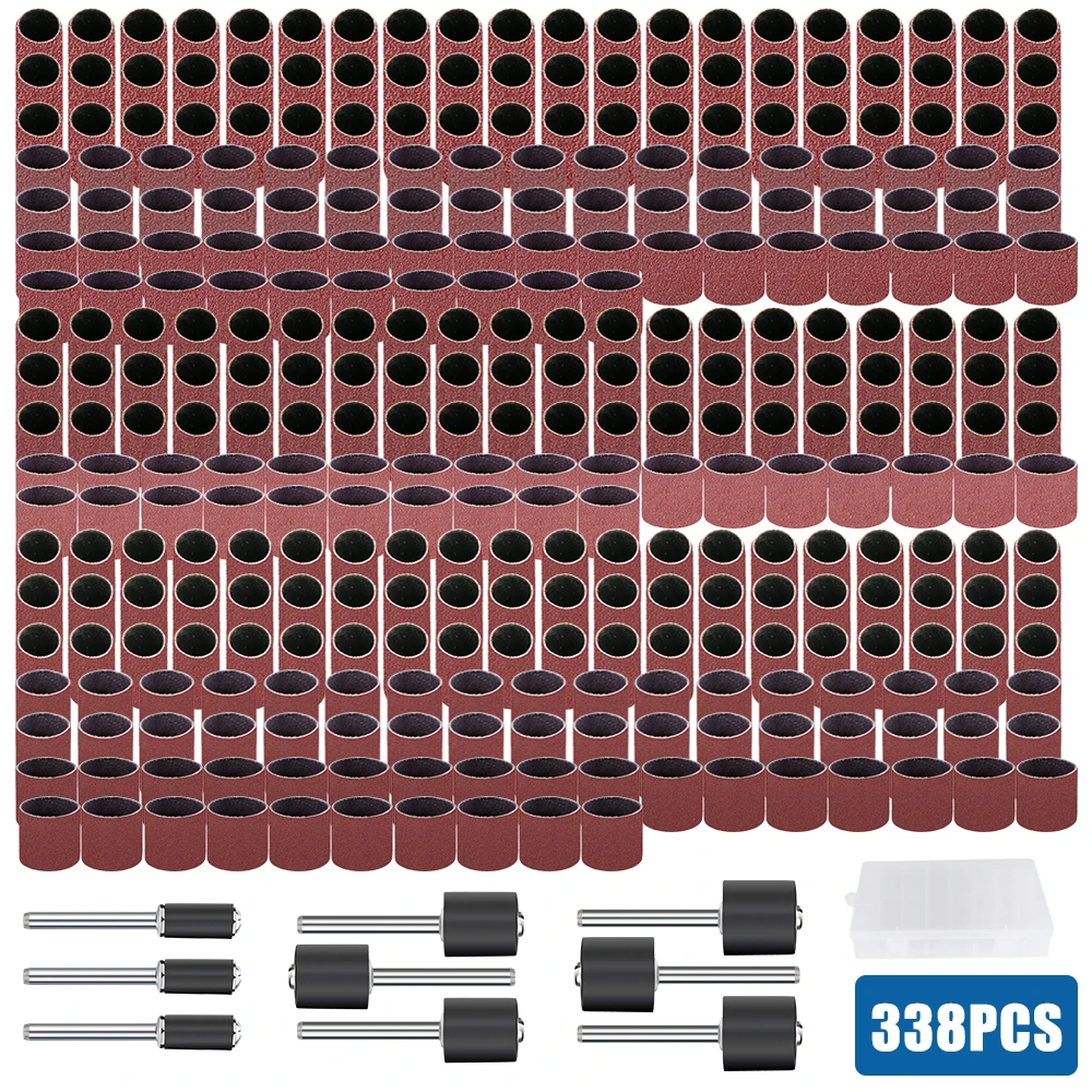 Kit Ponçage Mandrin 3,17 Mm 252 Pcs Ponceuse à Tambour Avec Boîte Gratuite, Incluant 240 Bandes De Ponçage Et 12 Pcs Mandrin à Tambour Kit Ponceuse à Tambour