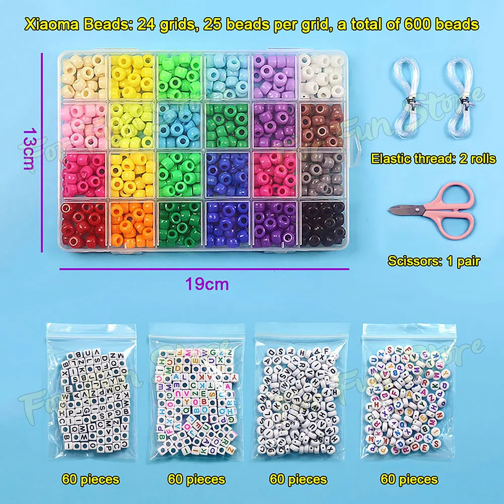 Fun DIY Color Small Horse plastic beads Bead Set 24 Colors Loose Beads Kit 840pcs Plastic Children Handmade Bead String Bracelet Making