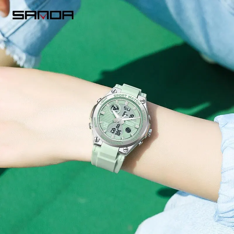 quartz watch digital watch SANDA Brand G Style LED Digital Watch Women Sport Chronograph Lady Quartz Wristwatch 50m Waterproof Female Girl Electronic Clock