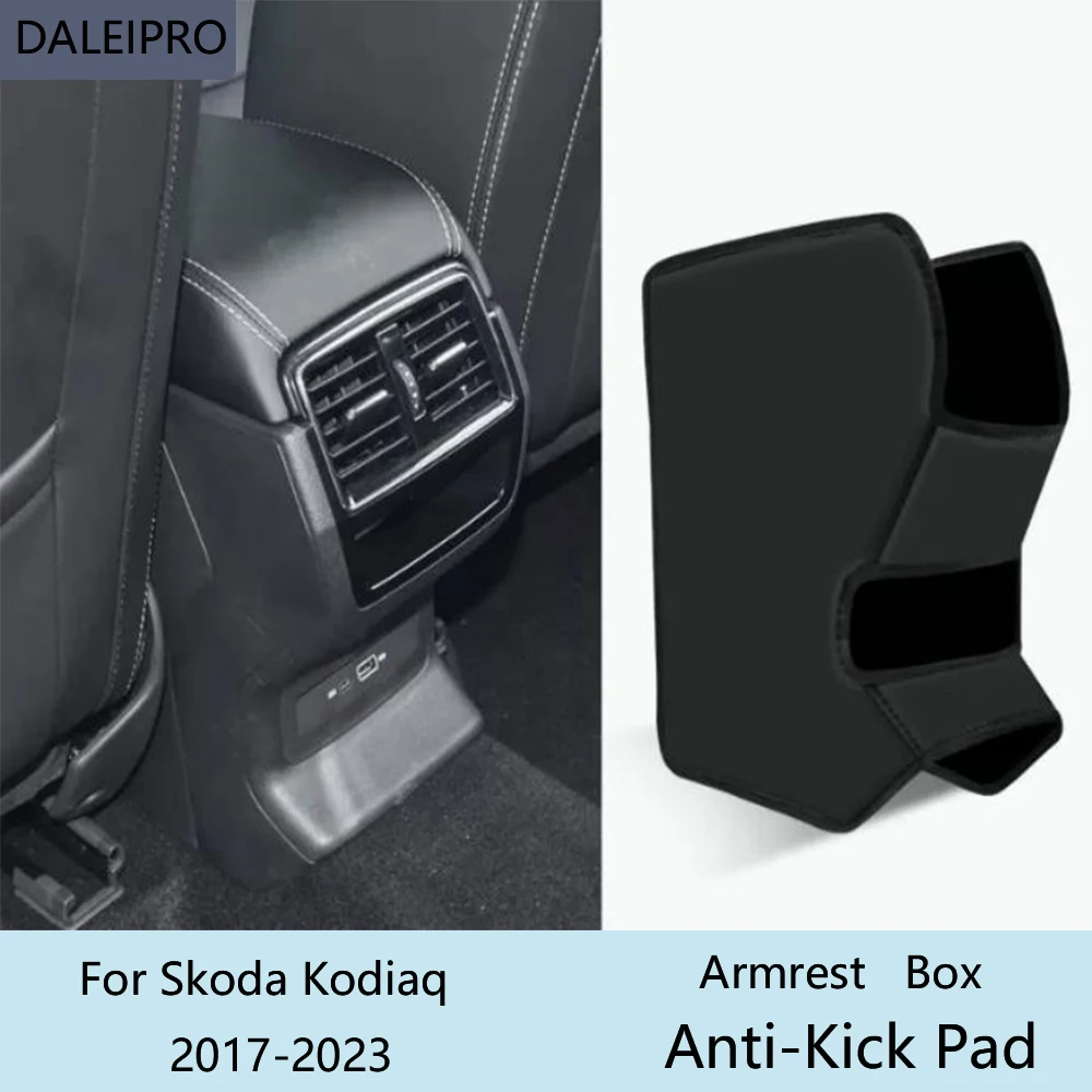 

Car Rear Armrest Box Anti-Kick Pad For Skoda Kodiaq 2017 2018 2019 2020-2023 Microfiber Leather Protective Cover Accessories