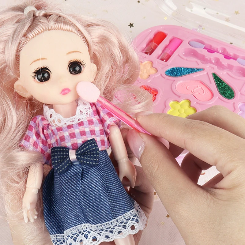 Children Girls Makeup Toys Set Bow Bag Eyeshadow Palette Lipstick Girls Birthday Party Dress Up Makeup Toys Gifts