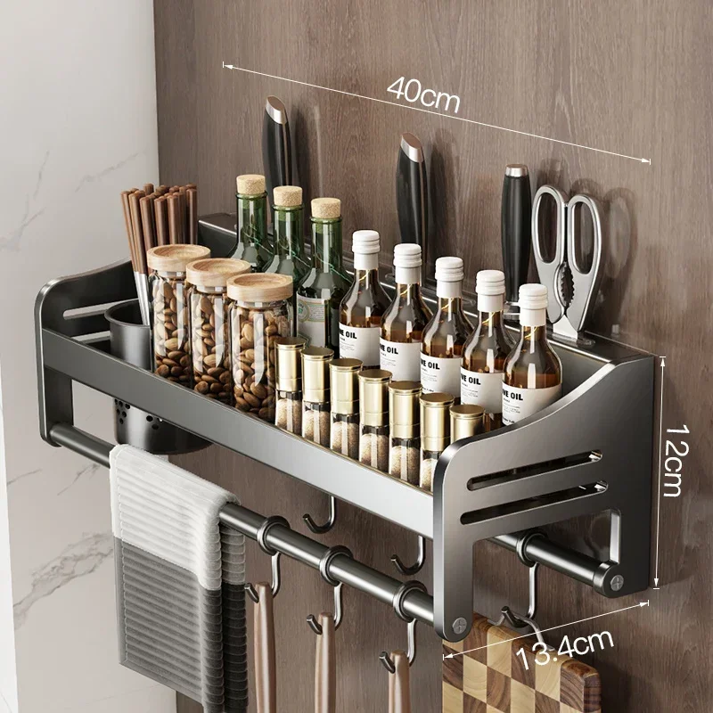 Kitchen Organizer Shelf Wall-mounted Spice Storage Rack Kitchen Knife ...