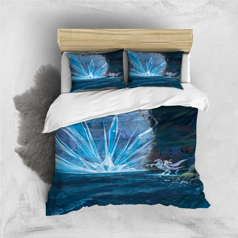 thumbnail image 1 of Disney Cartoon Frozen Elsa Print Three Piece Bedding Set Cover Set With Pillowcase Children or Adults King Queen Full Twin Size, 1 of 5