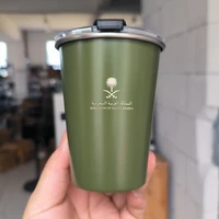 Kingdom of Saudi Arabia Logo with Cover Lid 304 Stainless Steel Tea Mug Outdoor Camping Coffee Mug Wholesale 345ml 1