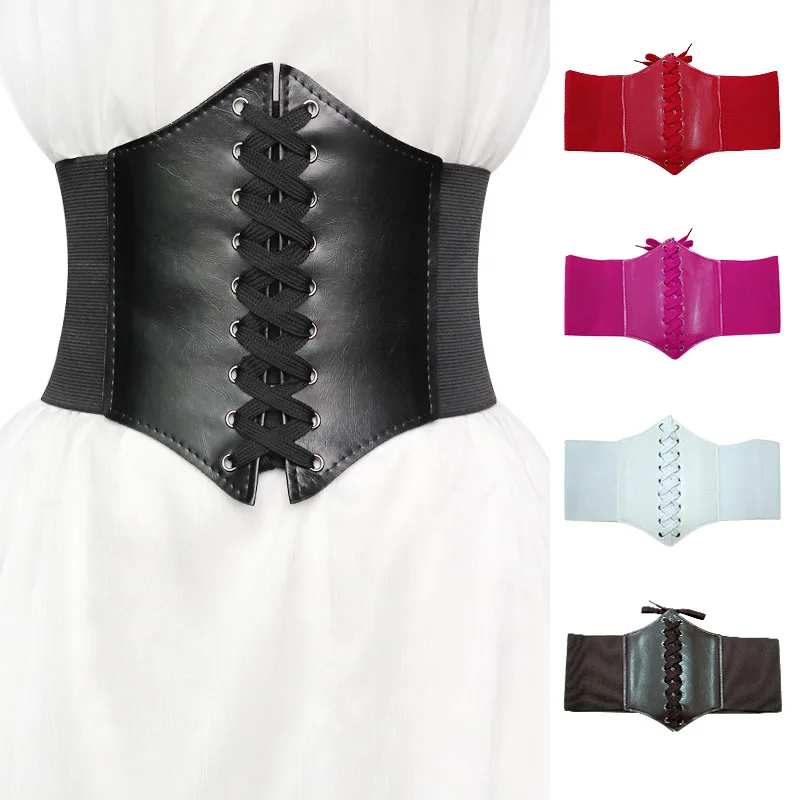 2021 Corset Wide Pu Leather Slimming Body Belts for Women Elastic High Waist Belts Cinto Sobretudo Feminin Ceinture Femme Fajas