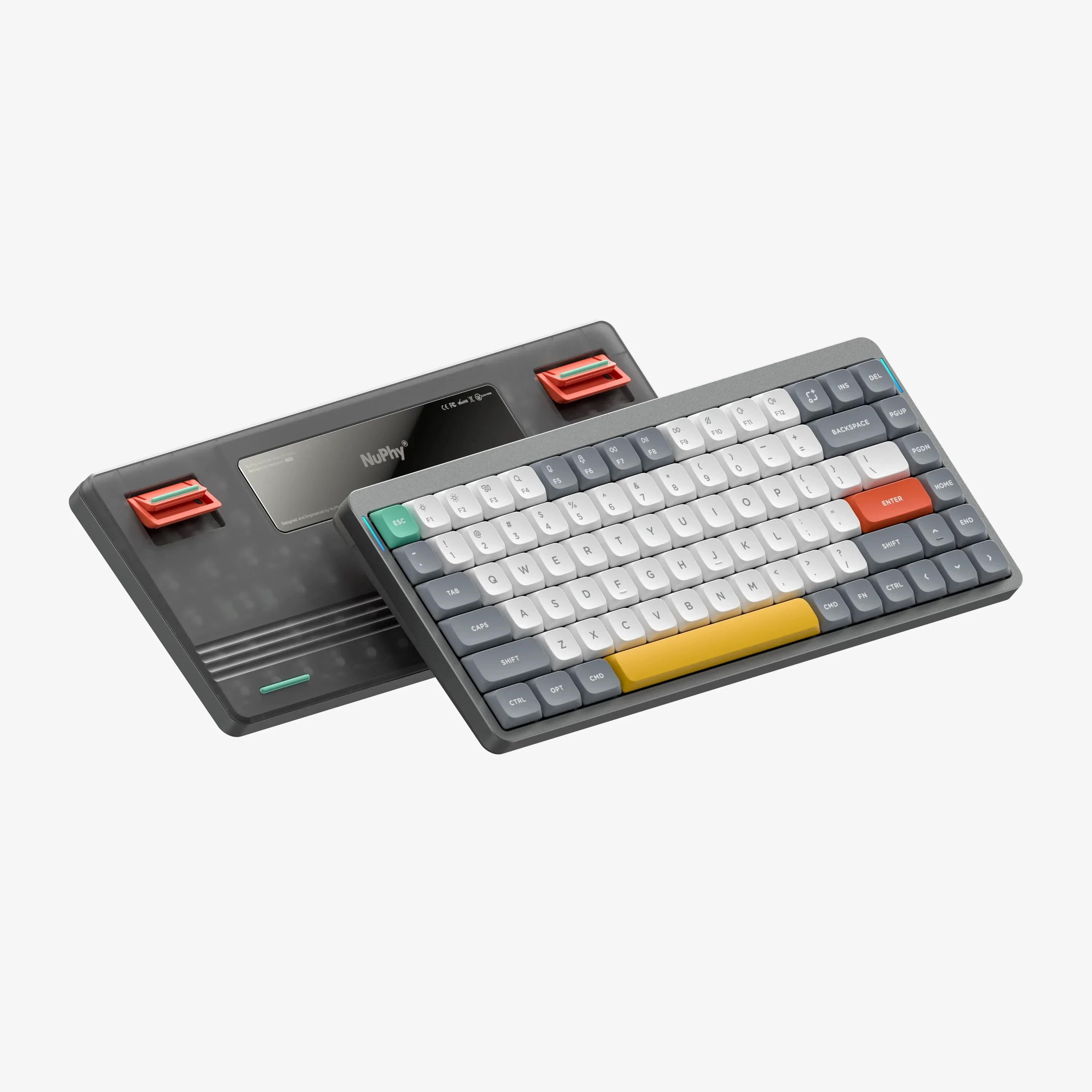 Nuphy Air75 V2 Portable 75% Mechanical Keyboard,Wireless Keyboard,Supports Bluetooth/2.4G/USB-C RGB Gaming Keyboards,Compatible With Windows/Mac OS/Linux Systems Grey-Gateron Wisteria Switch
