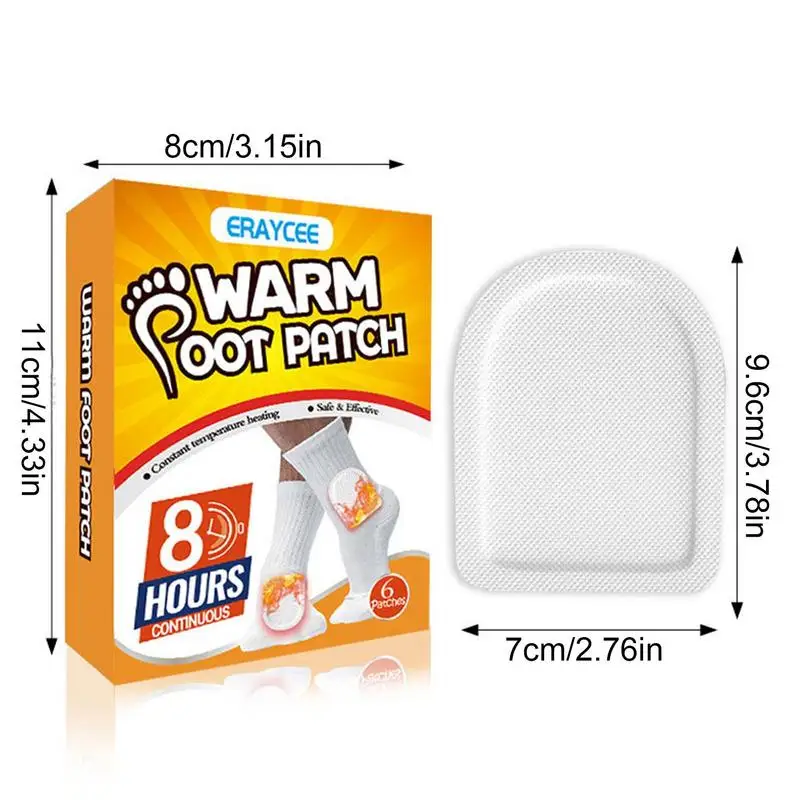6 Pcs Self-Heating Body Foot Warmer Sticker Disposable Winter Warming Belly Heating Paste For Indoor Outdoot Adhesive