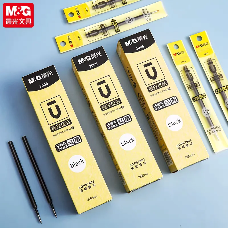 M&G 클릭펜 리필, 블랙 0.5mm, 프리미엄 리필, 부드러운 팁, 속건성 잉크, 학생 및 비즈니스용