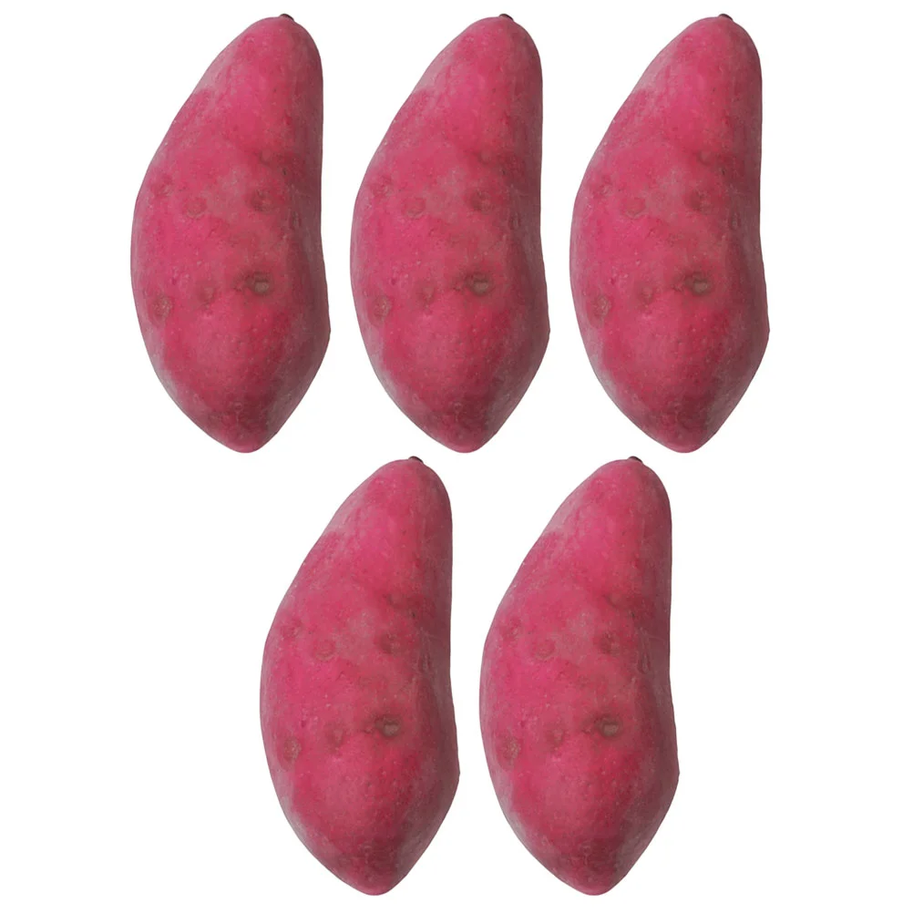

5 Pcs Fake Foam Sweet Potato Realistic Artificial Vegetable Decorations Yam Kitchen Simulation Models Faux Plants