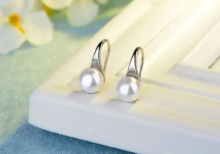 Hot Fine 925 Sterling Silver Earrings for Women Luxury Round Freshwater Pearl Hook Dangle Wedding Couple Gifts Jewelry - 3