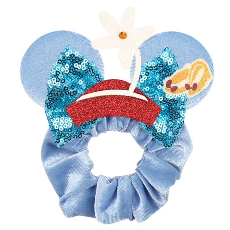 Cute Mouse Ears Velvet Scrunchies Hairband Women Elastic Ponytail Holder Girls Sequin Bow 2023 Kids Party DIY Hair Accessories