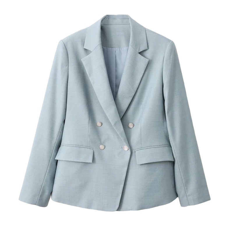 Vimly Office Ladies Business Work Suit Jacket for Women 2023 Spring Summer Fashion Double Breasted Slim Waist Casual Blazers
