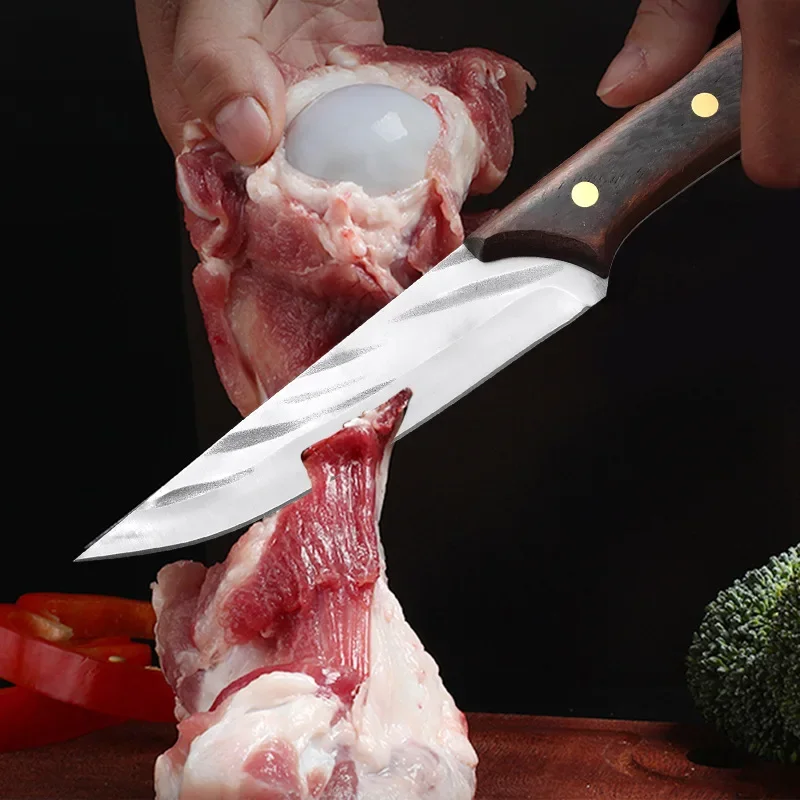 Handmade Forged Meat Cleaver Stainless Steel Boning Knife Camping Hunting Knives Butcher Knife Outdoor Barbecue knife Withcover