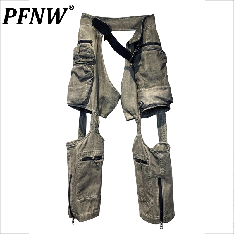 

PFNW Spring Summer New Men's Function Techwear Pants Hollow Out Asymmetrical Fashion Worn Out Chic Cotton Cargo Trousers 28A2686