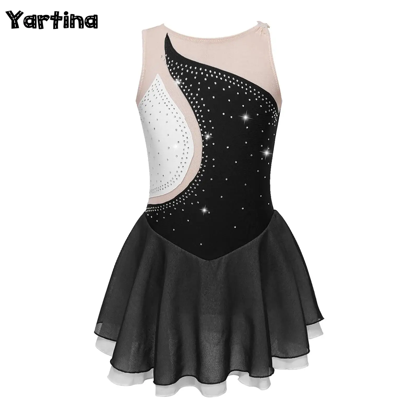 

Toddler Girls Ballet Tutu Dress Gymnatics Ballerina Tutu Dress Rhinestone Figure Skating Lyrical Dance Leotard Costume Dancewear