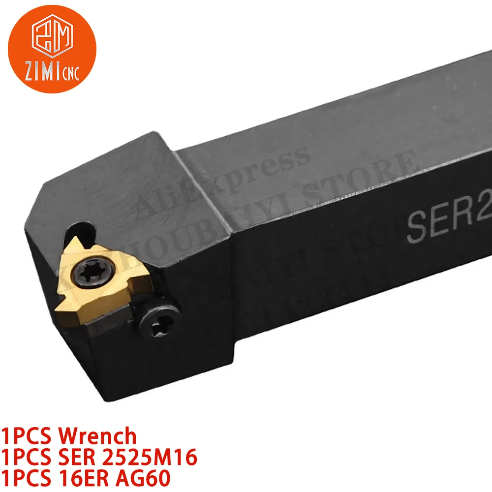 

1PCS SER 2525M16 25x150mm Lathe Turning Tool Holder + 1pc 16ER AG60 CNC tool Carbide inserts metal lathe mechanical cutting tool