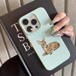 Vintage Brown Deer Design Aesthetic Soft TPU Phone Case - iPhone 15 (T11104Pistachi color)