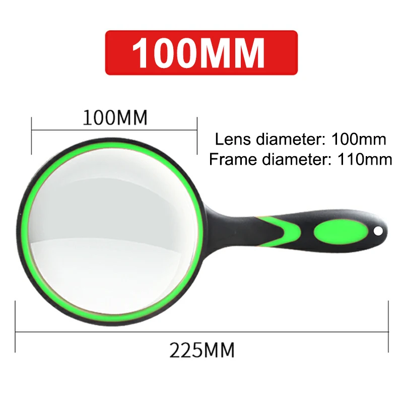 Large Lens Handheld Magnifier with Non-Slip Grip - 10X Magnification for Reading & Observation