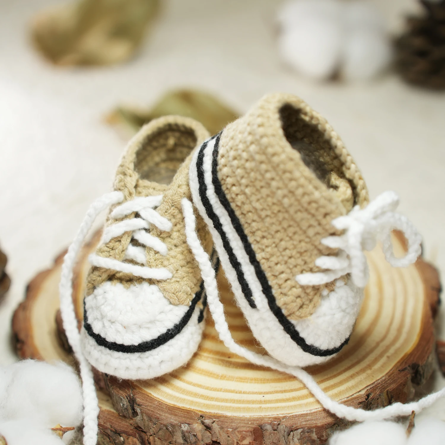 Hand woven baby yarn shoes lace up sneakers handmade boots