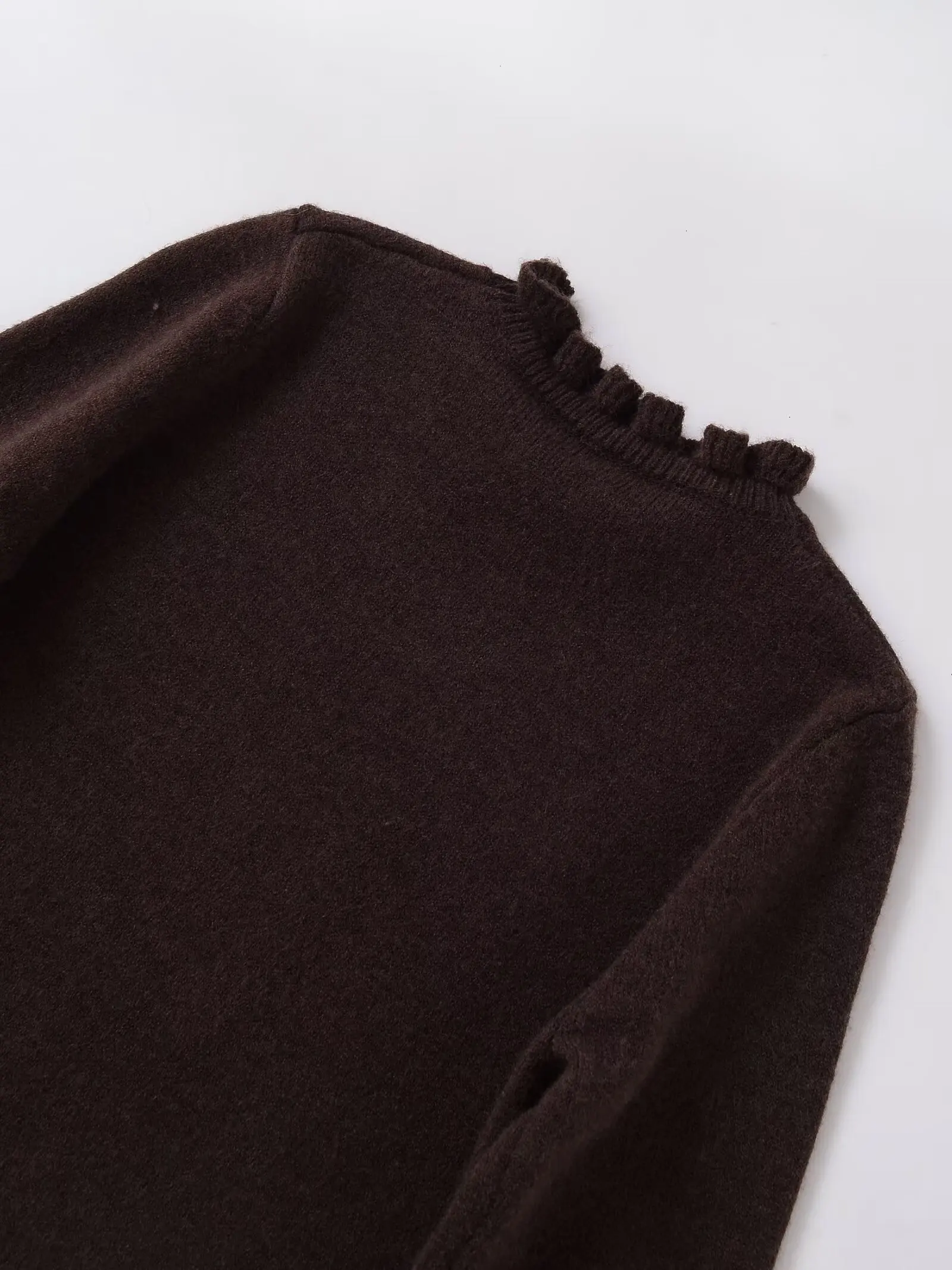 Women Fungus Edge Long Sleeve Pullovers Female Autumn Winter Simple Fashion Short Sweater Lazy Versatile Knitted Tops Streetwear