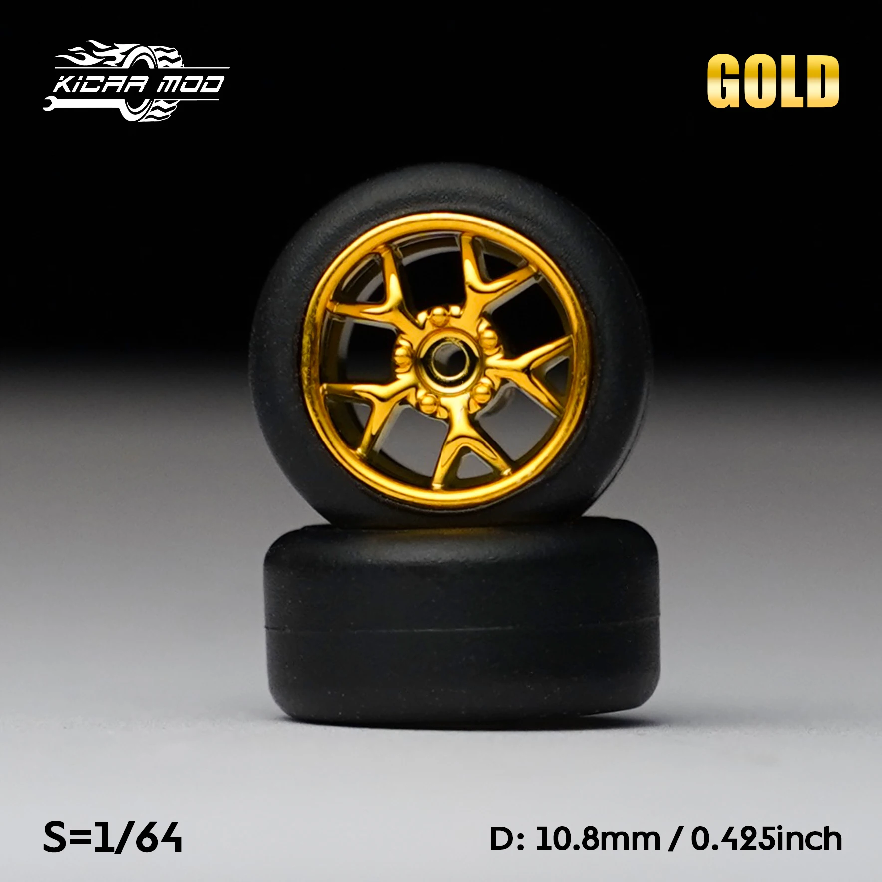 1/64 Modellauto galvanisierte Goldräder mit festen Gummireifen, kommt mit Nieten für Druckguss-Modell-Umrüstteile, 4 Stück, 1 Satz – Detail 12