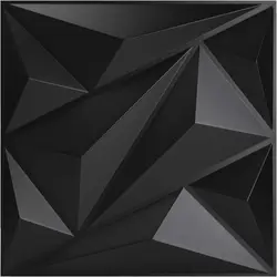 Pack of 12 Decorative 3D Diamond Design Wall Panels, 30.48 cm x 30.48 cm (Black Diagonal Drill)