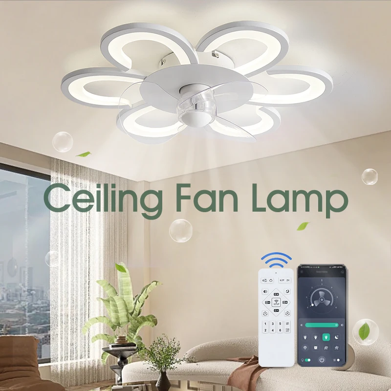 Smart Ceiling Fan Lights With Remote Control Decor Ventilator Lamp 50cm For decorat living room Modern Silent Electric Fan Light