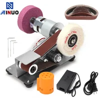 110/220V Mini Electric Belt Sander DIY Polishing Grinding Machine Multifunctional Grinder Cutter Edges Sharpener 10PCS Belt 1