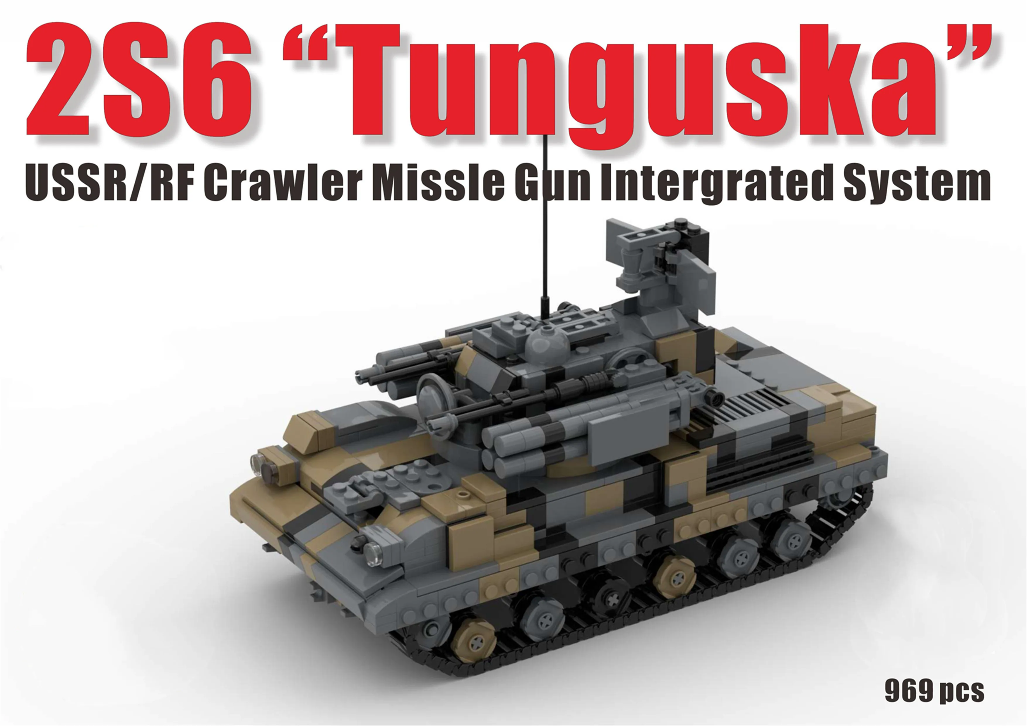 

Soviet Union MOC Tunguska Heavy Missile Tank Cannon Gun Assembled Building Blocks Model Bricks Military Kids Toys Friends Gifts