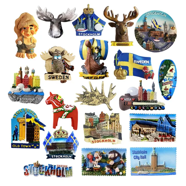 Europe Sweden 3D Fridge Magnets Tourism Souvenir Refrigerator Magnets Sticker Collection Handicraft Decoration Articles 1