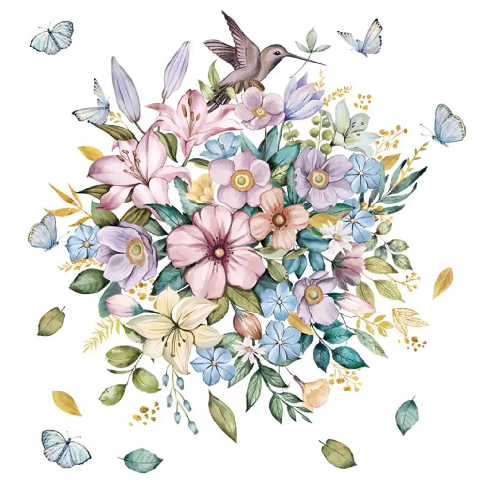 Self-adhesive Toilet Sticker Toilet Decor Lid Sticker Set Flower Pattern Wall Decal Bathroom