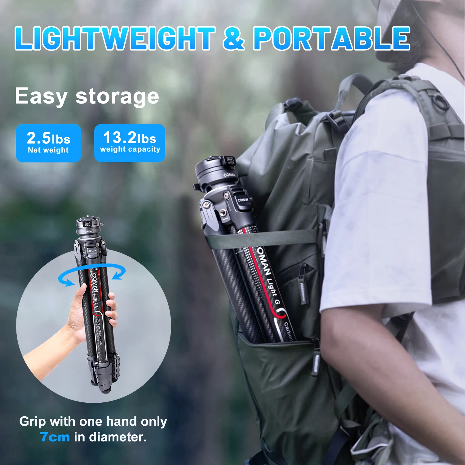 COMAN Light-G  ﰢ, ź , ߿ Ʈ, DSLR ī޶, ޴ ﰢ,   ĵ, LED 