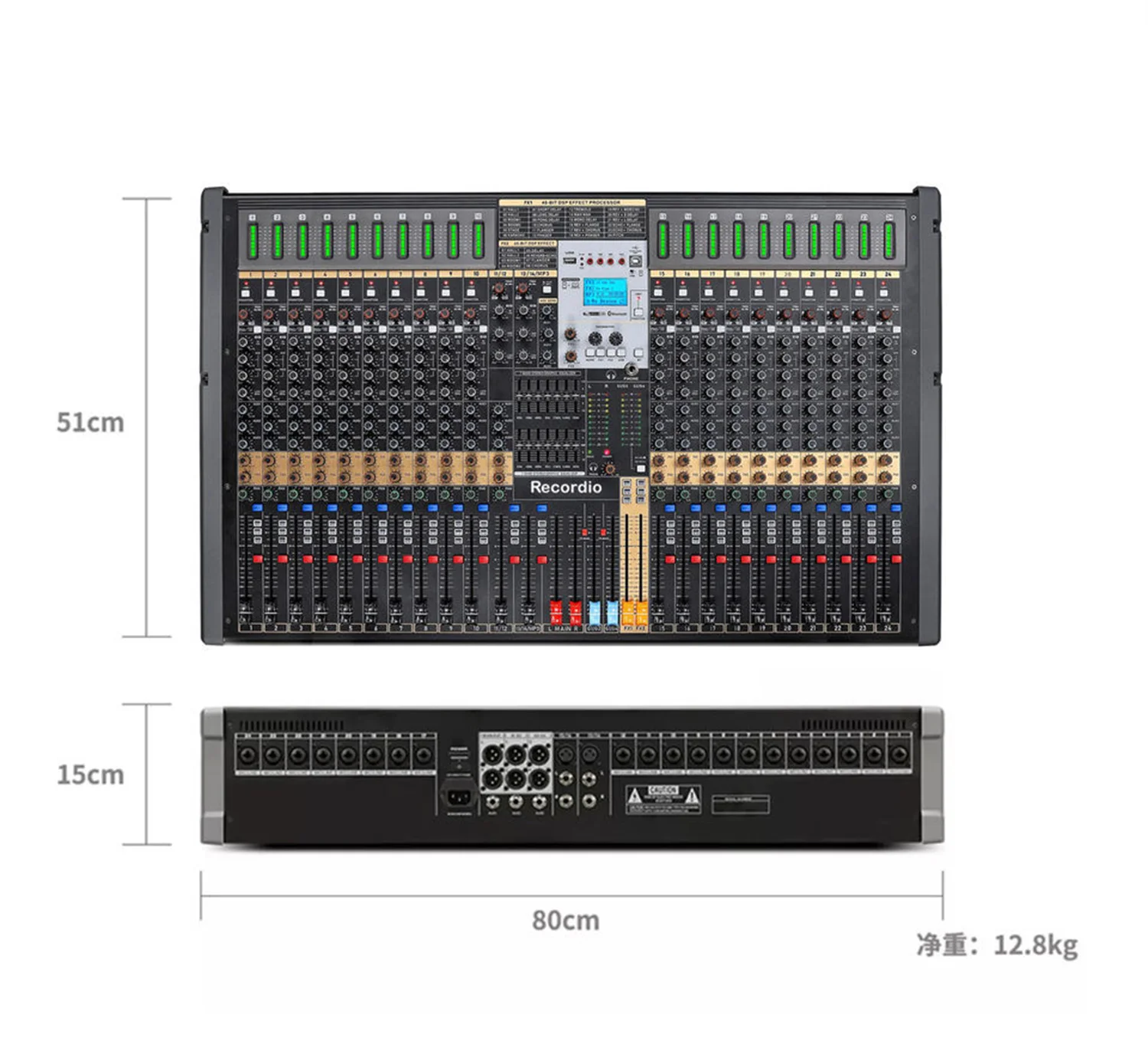 GAX-TFB24 Dual DSP Effectors and Dual 7 Bands EQ Adjustments Mixing Console 48V Power 2 Stereo 4 Group Outputs Aux Soundcard
