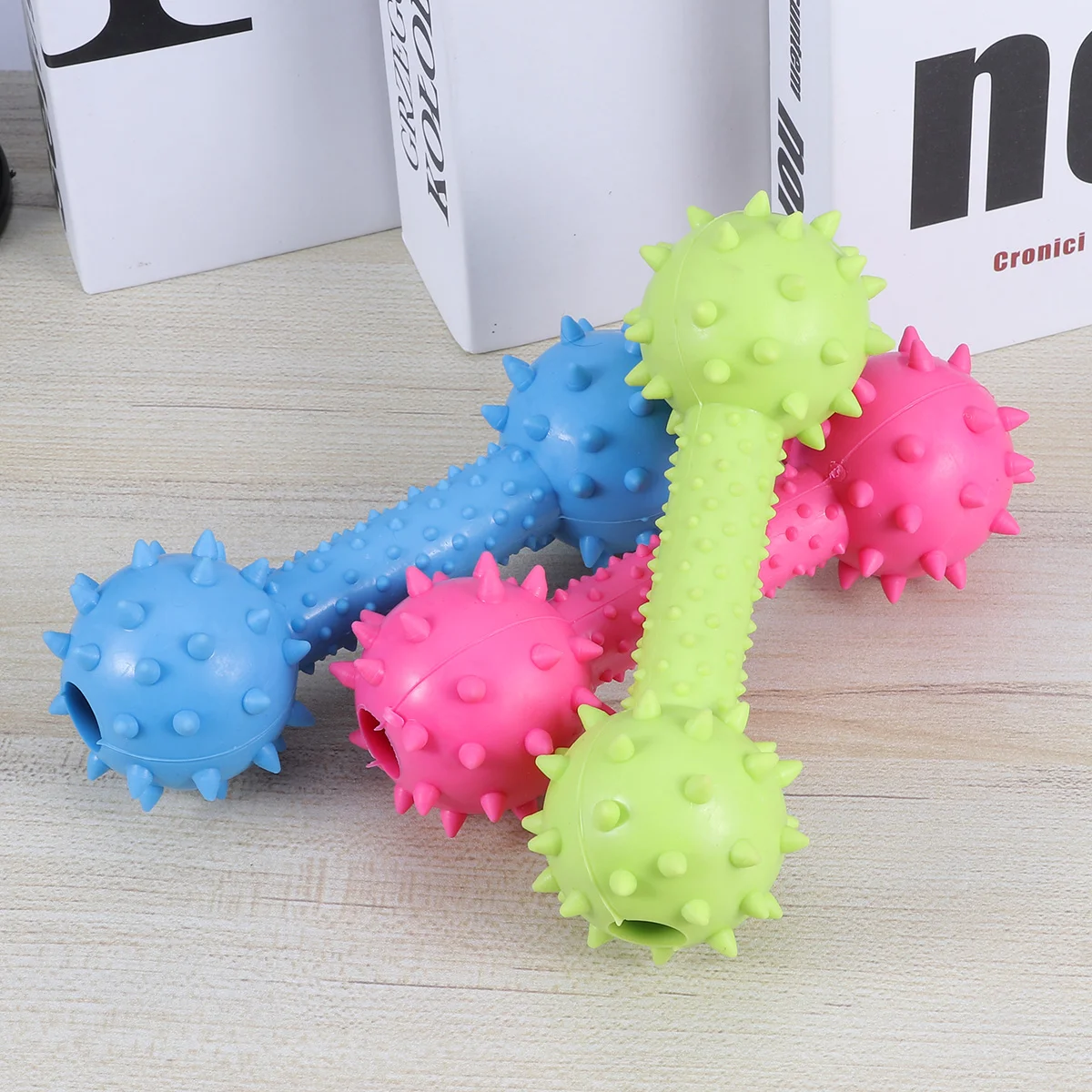 

Dog Dumbbell Pet Bite Toy Sound Chew Tooth Cleaning Toys Dumbell Shaped Dumbbells