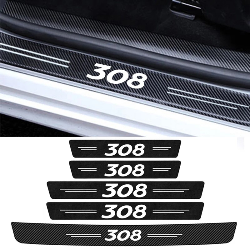 Auto Door Soglia Strip Tape Waterproof Protect Film Accessori Per Peugeot 308 Badge Trunk Silk Trim Sticker Auto Styling