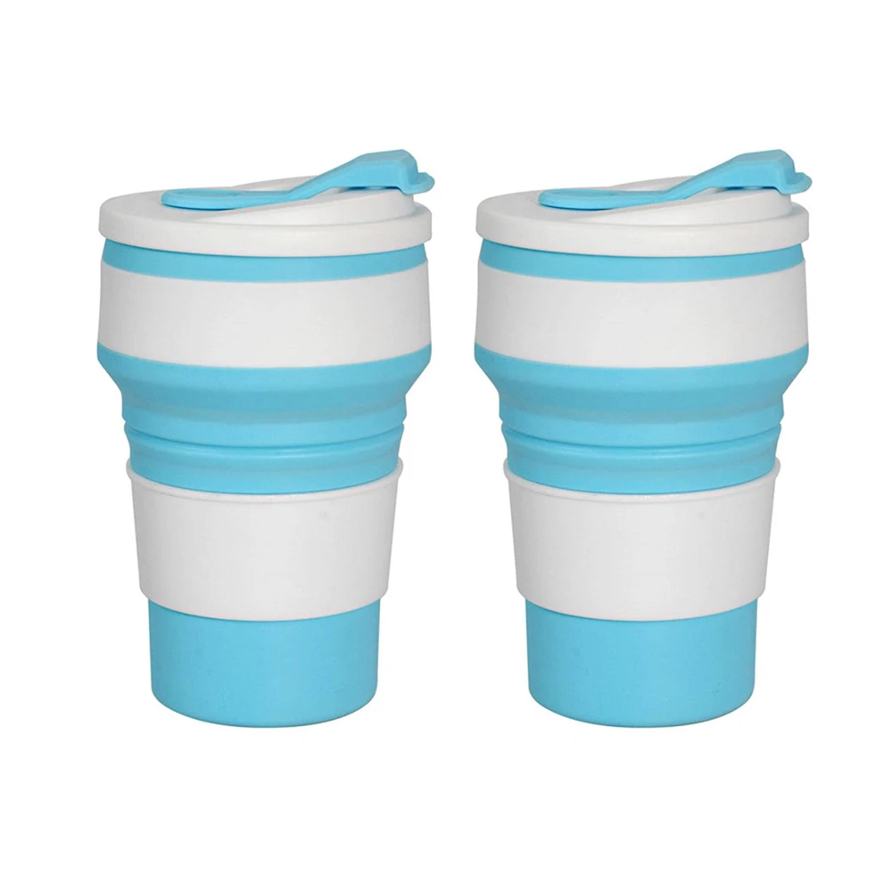 Collapsible Silicone Travel Cup with Lid - Reusable and Portable 12 Oz Coffee Cup