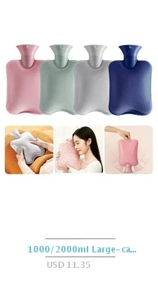 Description Picture 3 of item2000ml Hot-water Bag Cover Plush Hot Water Bottle Protecter Soft Hand Warmer Portable 2L Hot-water Bag Winter Warming Products