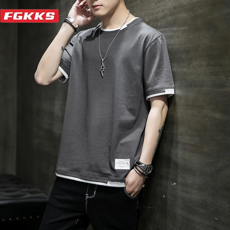FGKKS 2024 Casual T-shirt For Men Pure Cotton Breathable Fashion Short Sleeve High Quality Design Casual T-shirt For Men