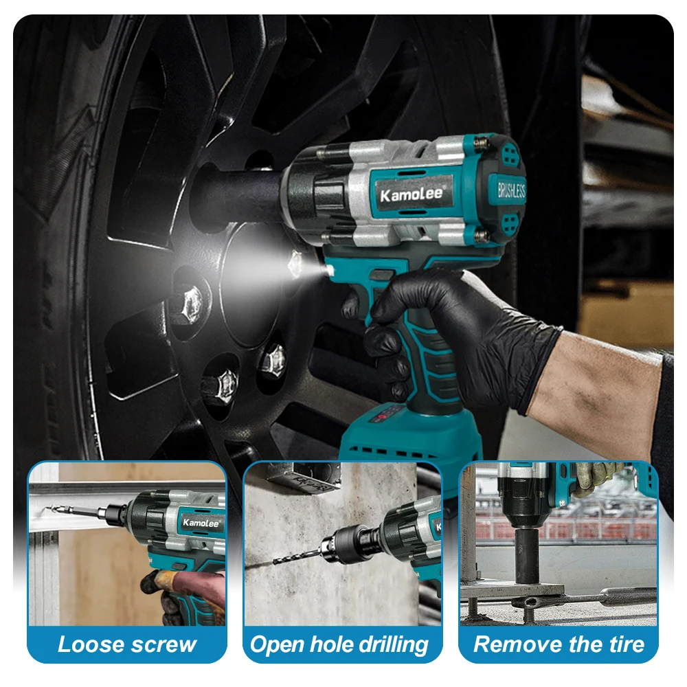 Kamolee 전기 임팩트 렌치, 2100 N.m, 높은 토크, 1/2 인치, 18V Makita 배터리와 호환 가능, 2100N.m