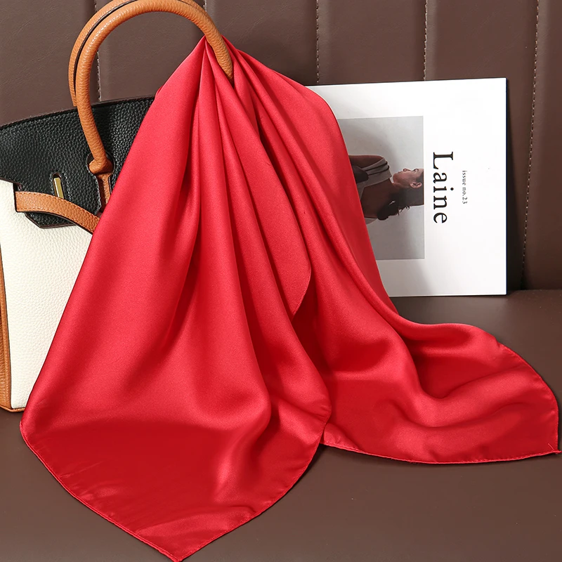 Luxury Silk Square Scarf - 21 Colors 70cm Neck Tie Shawl Womens Hair Bandana  Headscarf