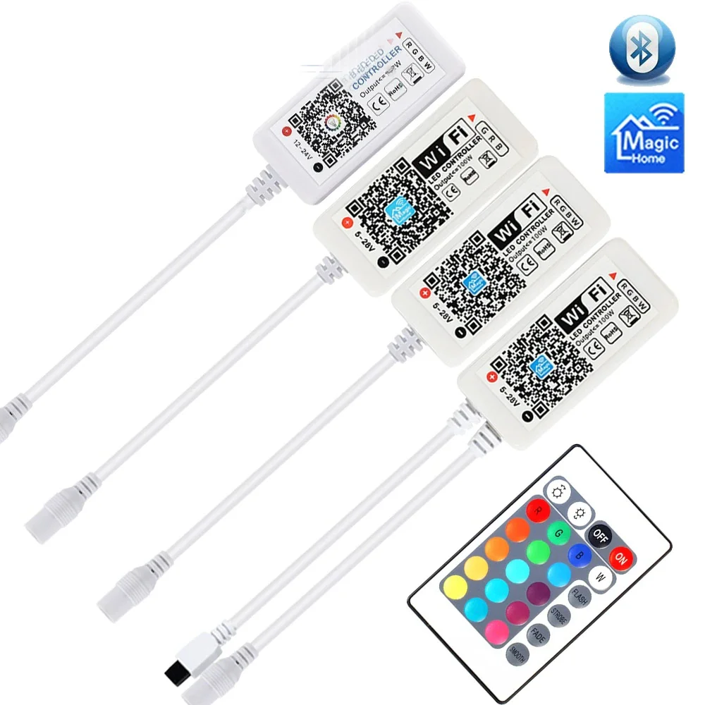 Led Strip Controller IR Controller DC 5V 12V 24V for Panel Timing Function Android IOS APP Google Magic Home RGB WiFi LED Strip Light Bluetooth